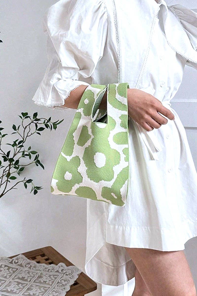 Aesthetic Flower Mini Knitted Tote Handbag Zenana