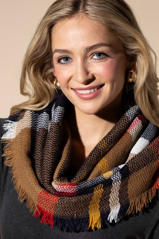 Basic Everyday Plaid Infinity Scarf