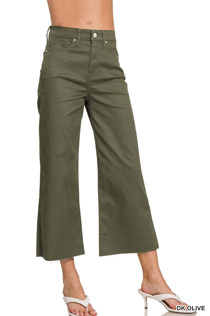 Cheryl High Rise Flare Cropped Color Denim Pants