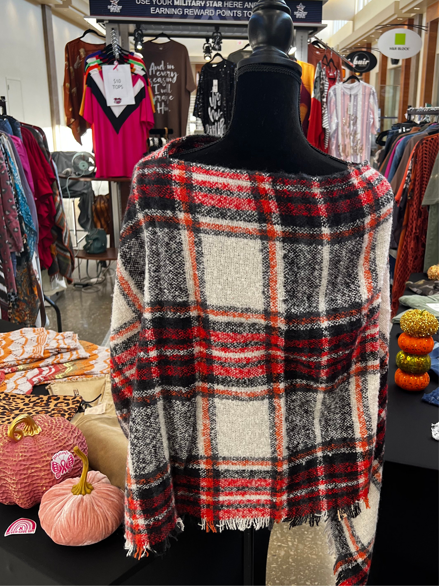 Red Multi Colored Poncho