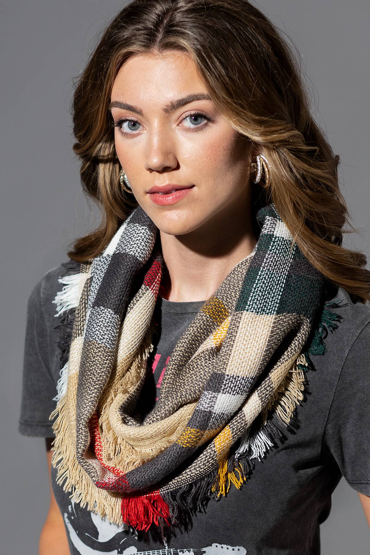 Basic Everyday Plaid Infinity Scarf