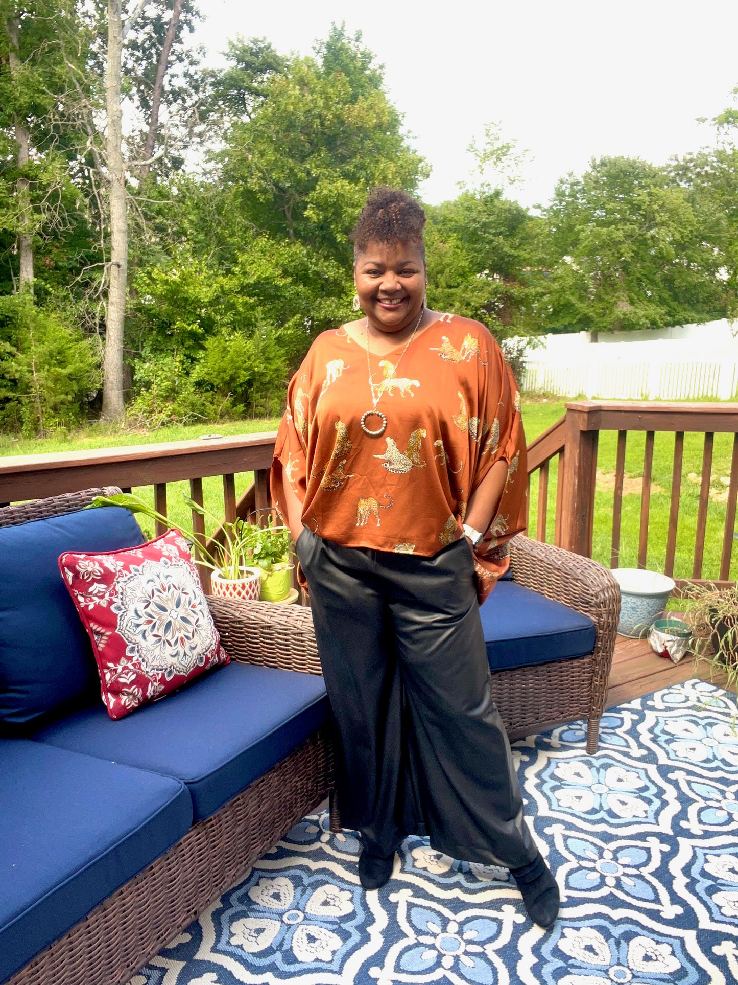 Leopard Print Dolman Blouse Top