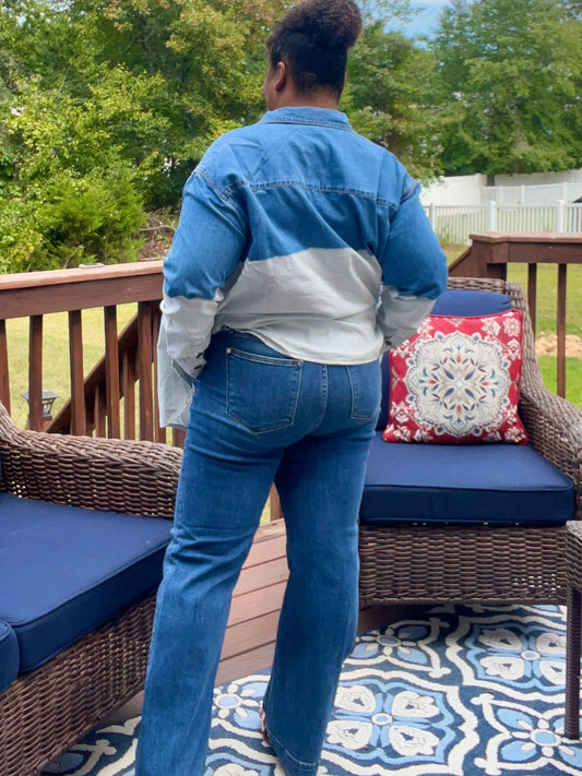 Easel Denim Bleach Top