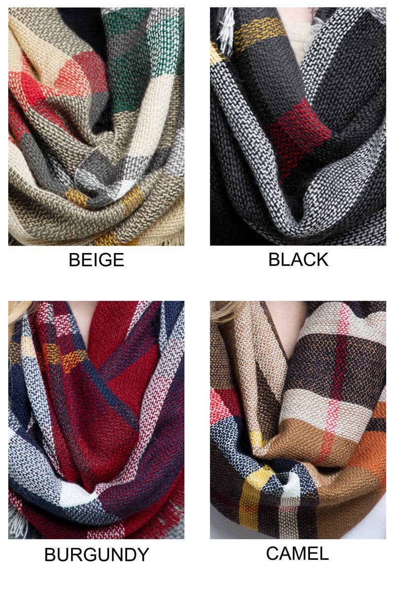 Basic Everyday Plaid Infinity Scarf