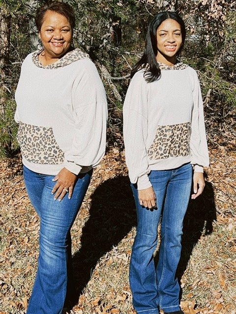 Soft French Terry Reverse Leopard Hoodie