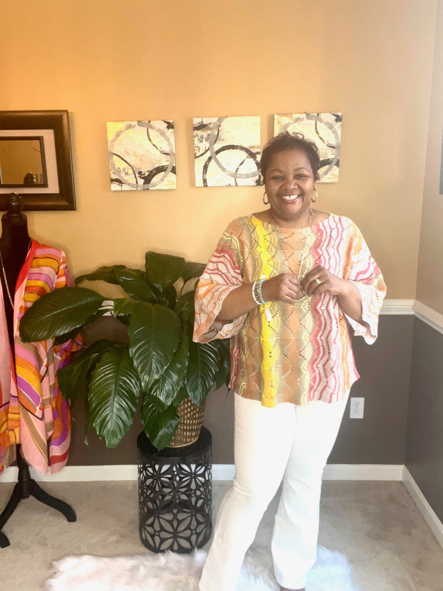 Multi Color Thread Mix Knitted Sweater Top