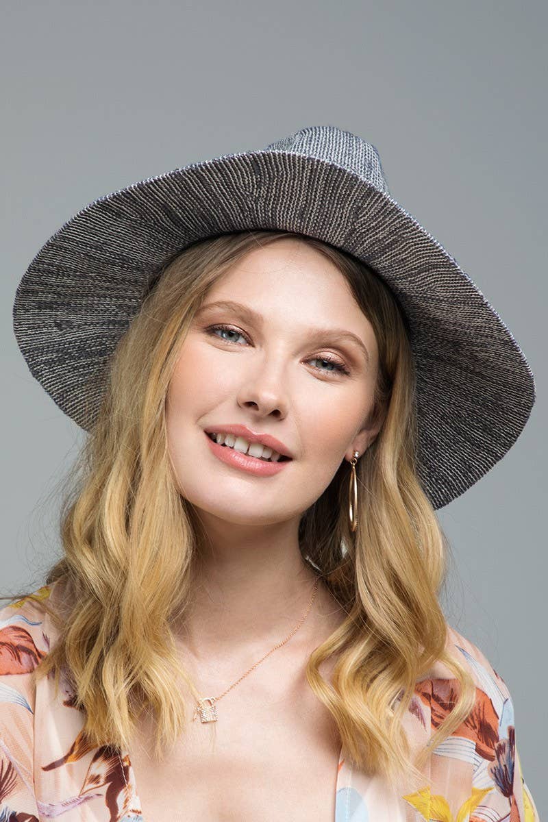 Nubby Panama Hat with Braid Trim
