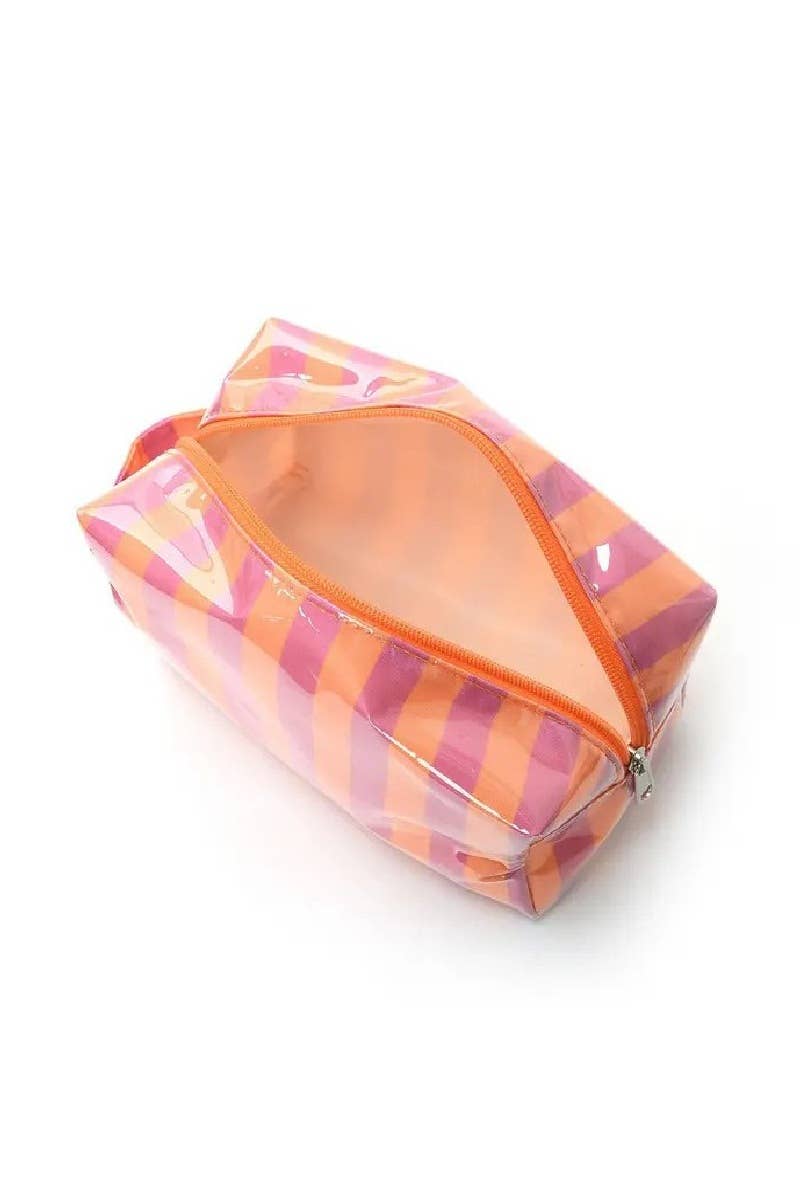 Striped PVC Cosmetic Bag Zenana Consgt.
