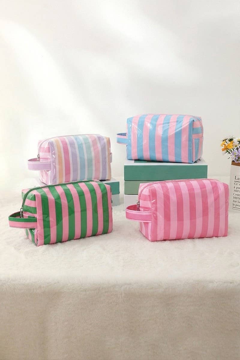 Striped PVC Cosmetic Bag Zenana Consgt.