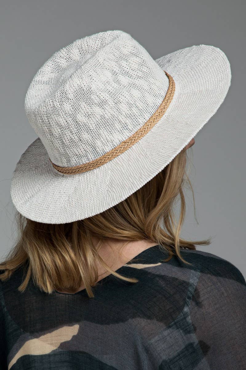 Nubby Panama Hat with Braid Trim