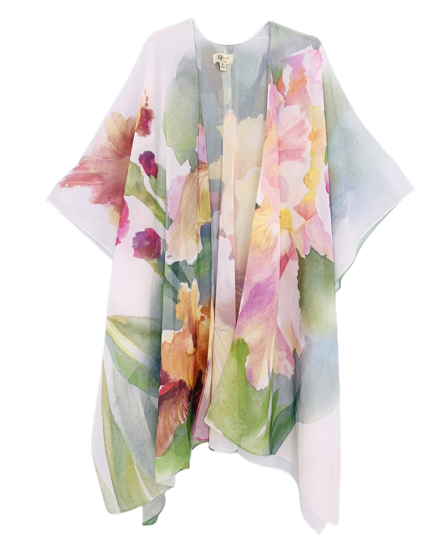 Blooming Orchid Watercolor Kimono Cover-Up