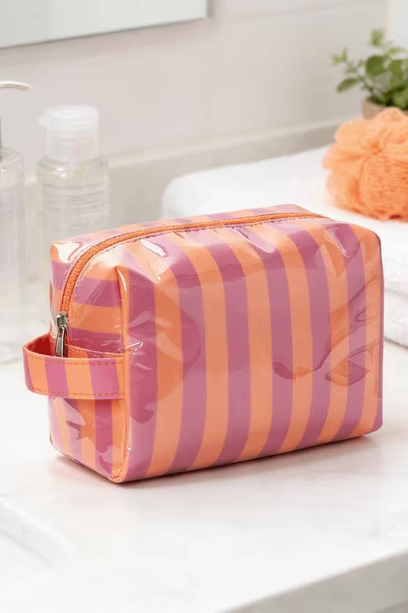 Striped PVC Cosmetic Bag Zenana Consgt.