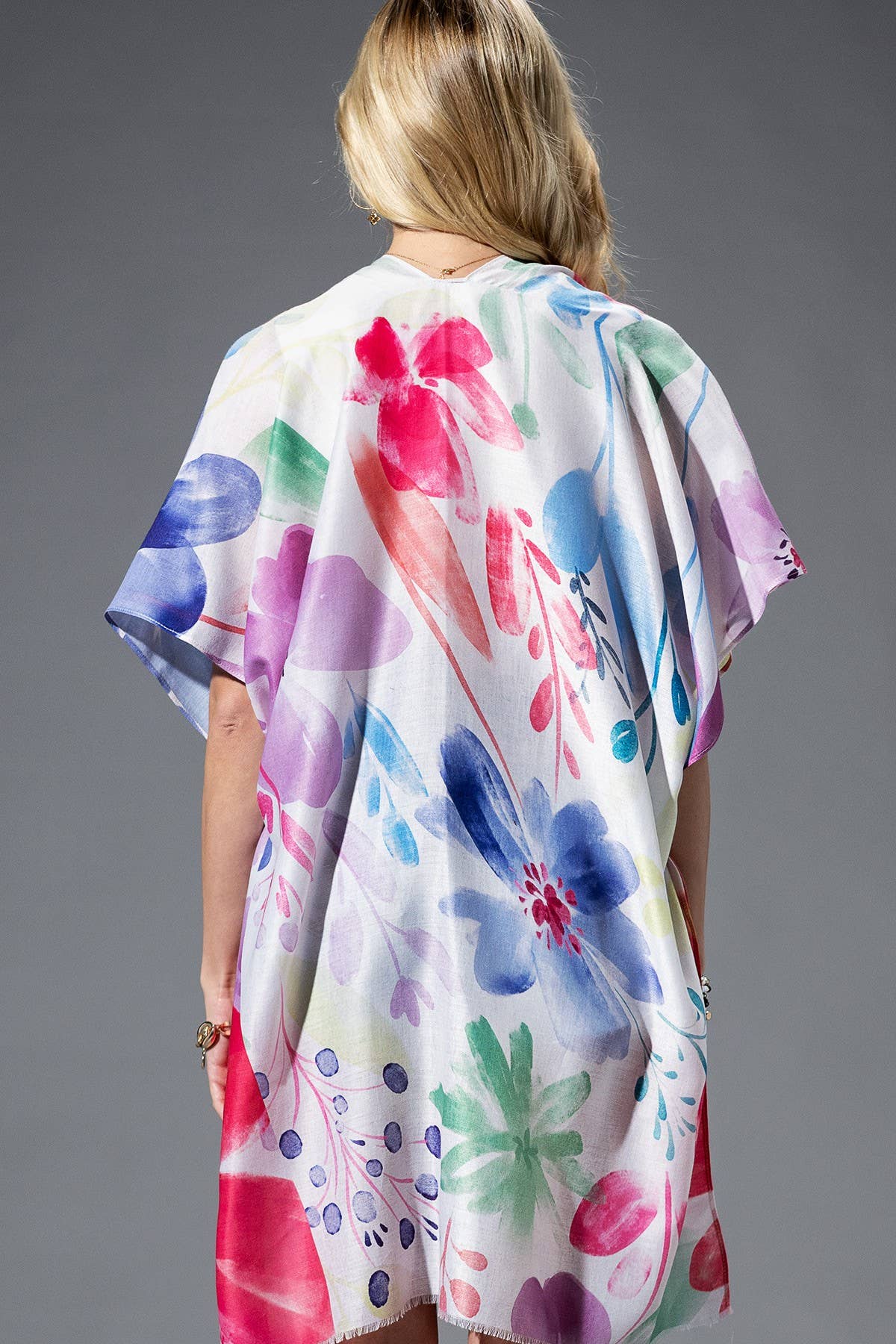 Watercolor Floral Print Kimono