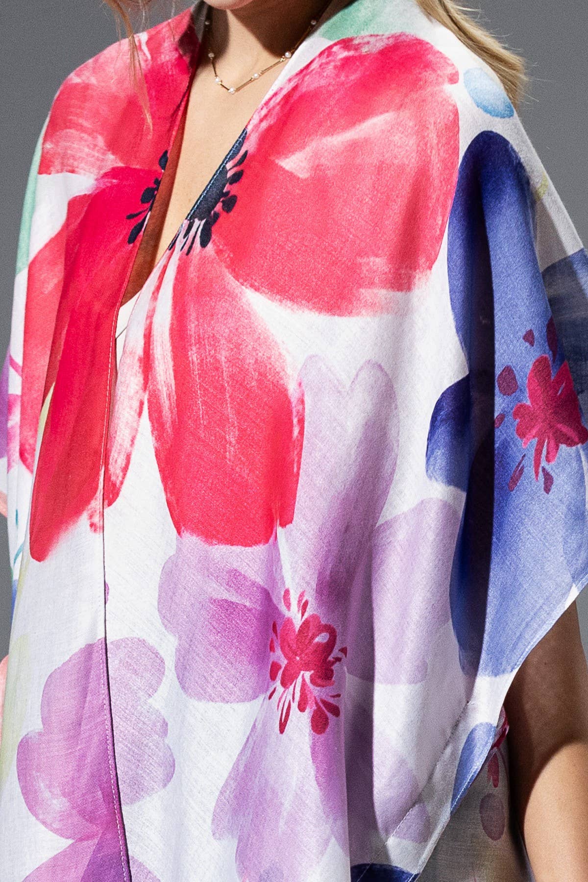 Watercolor Floral Print Kimono