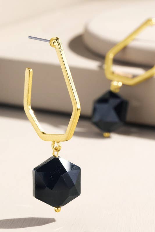 *Special* Steel Teardrop Faux Stone Earrings