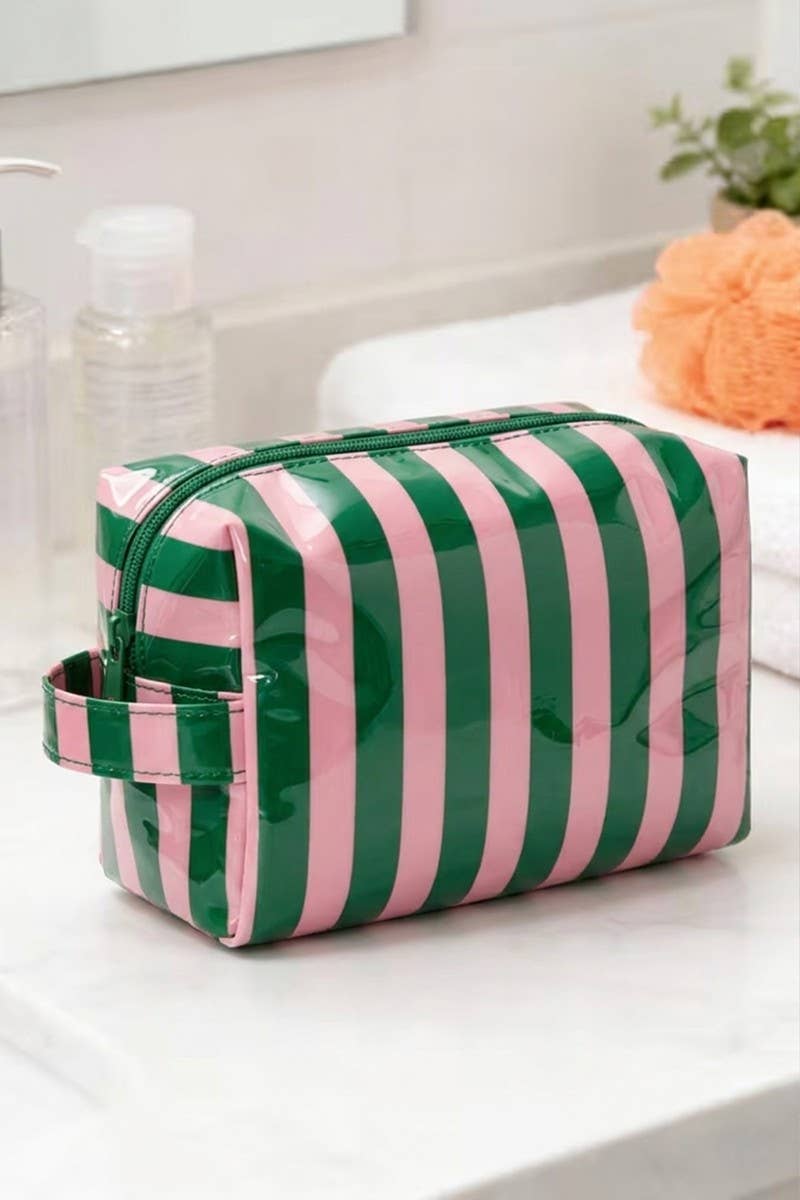 Striped PVC Cosmetic Bag Zenana Consgt.