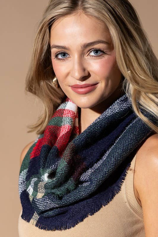 Basic Everyday Plaid Infinity Scarf