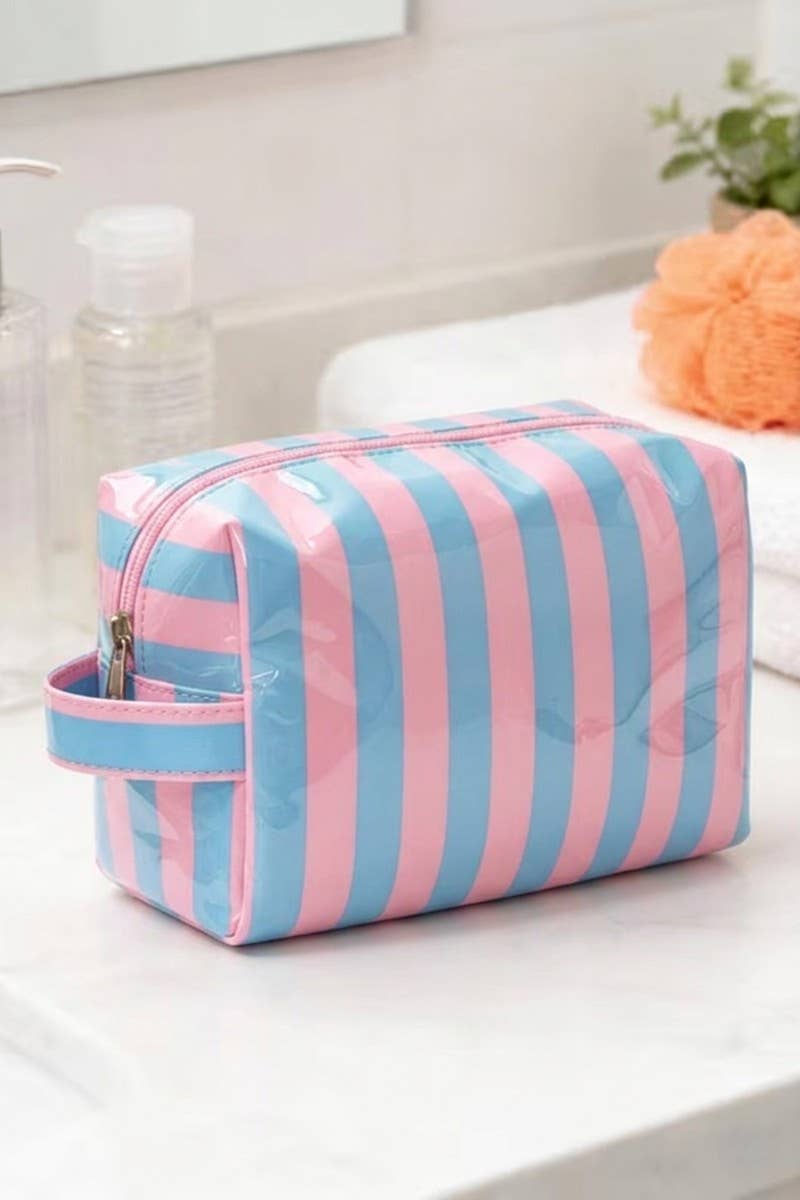 Striped PVC Cosmetic Bag Zenana Consgt.