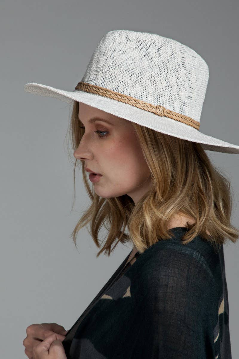 Nubby Panama Hat with Braid Trim