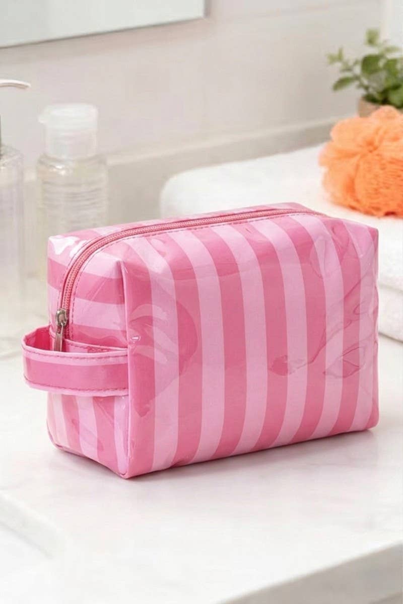 Striped PVC Cosmetic Bag Zenana Consgt.