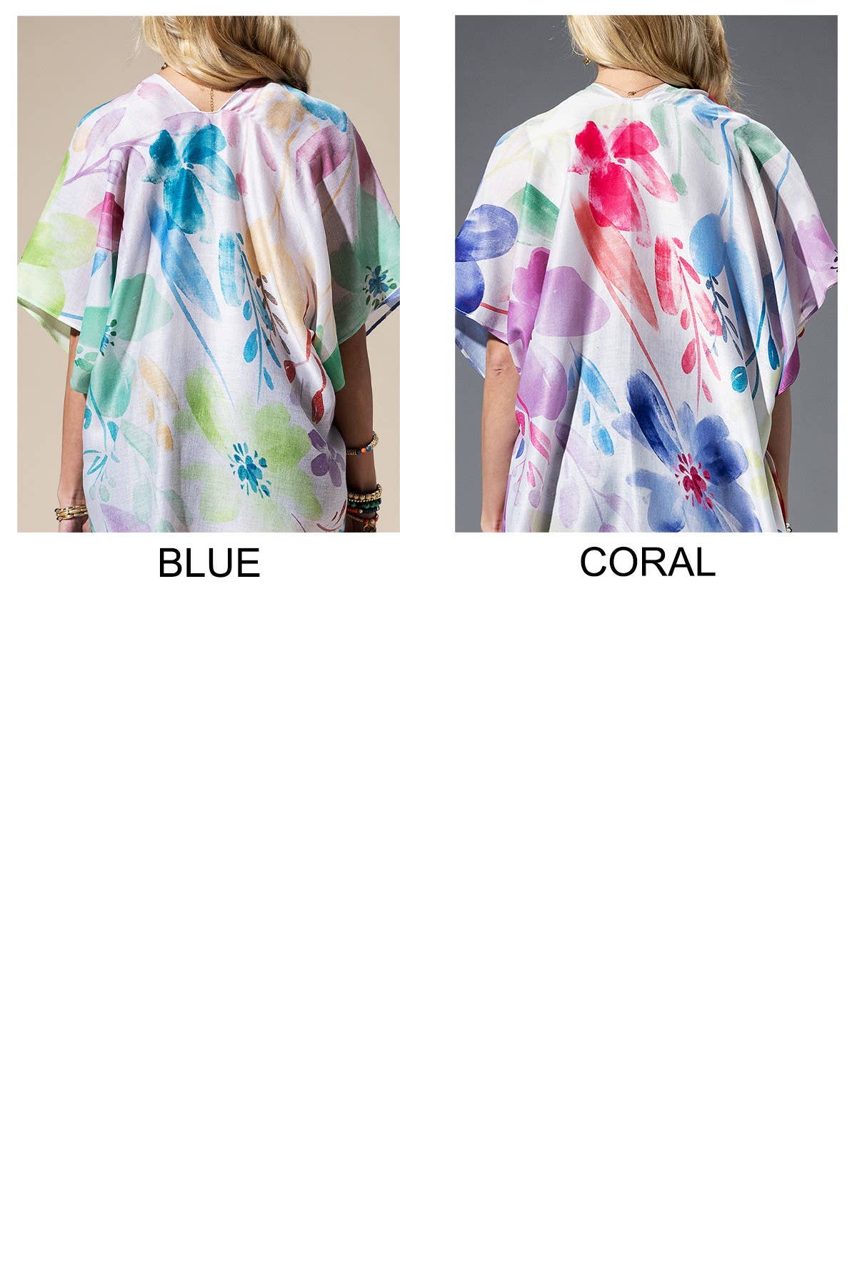Watercolor Floral Print Kimono