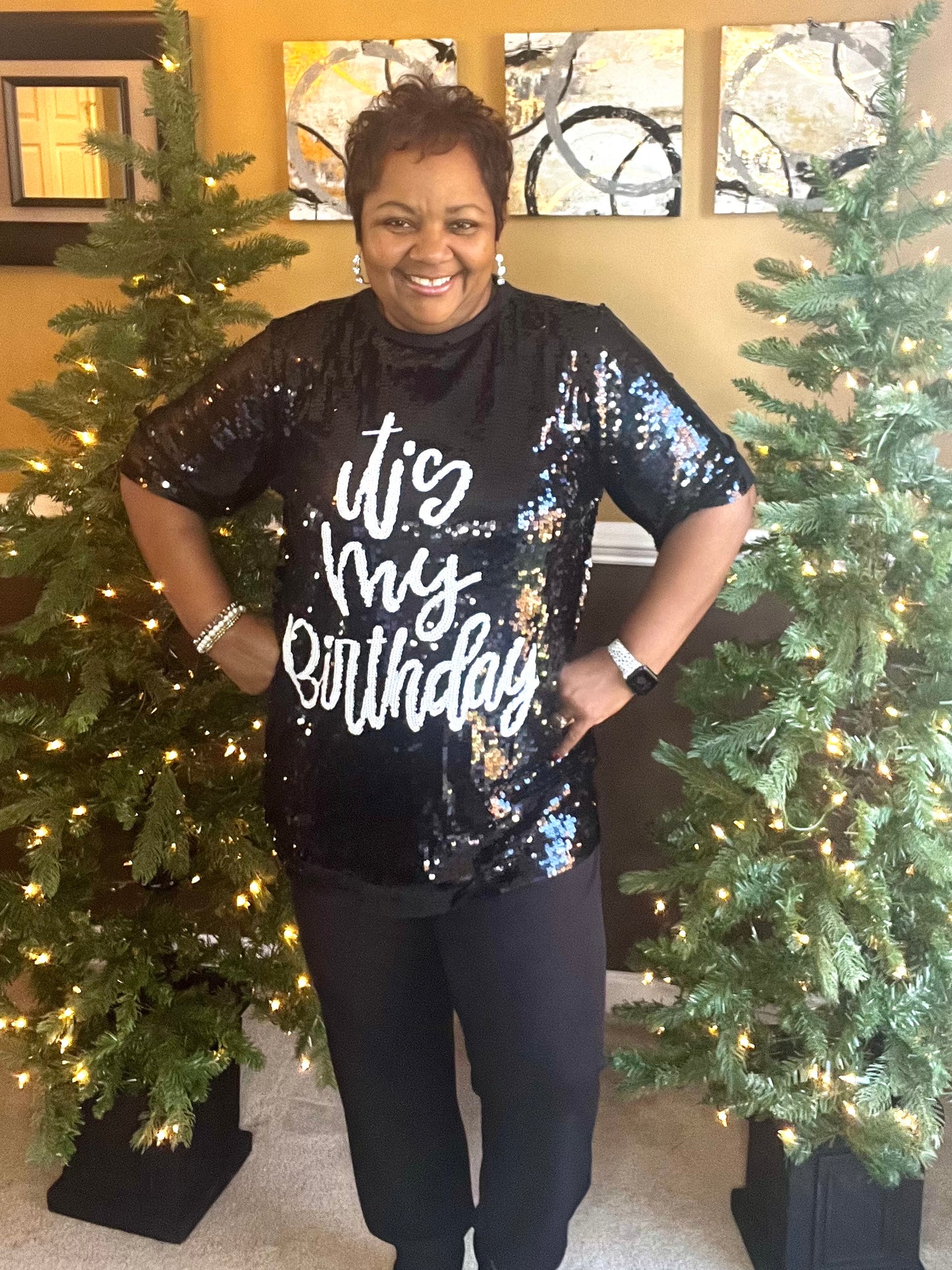IT'S MY BIRTHDAY SEQUIN T-SHIRT DRESS PLUS